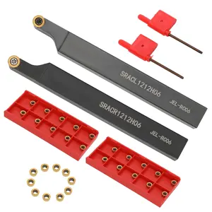 21-Piece Turning Tool Set 1/2 Inch 12mm Shank 7-Piece Metal Lathe Tool Holder Set with 14 Turning Inserts for Turning, Grooving, Threading, Boring Carbide Inserts Carbide Turning Tools