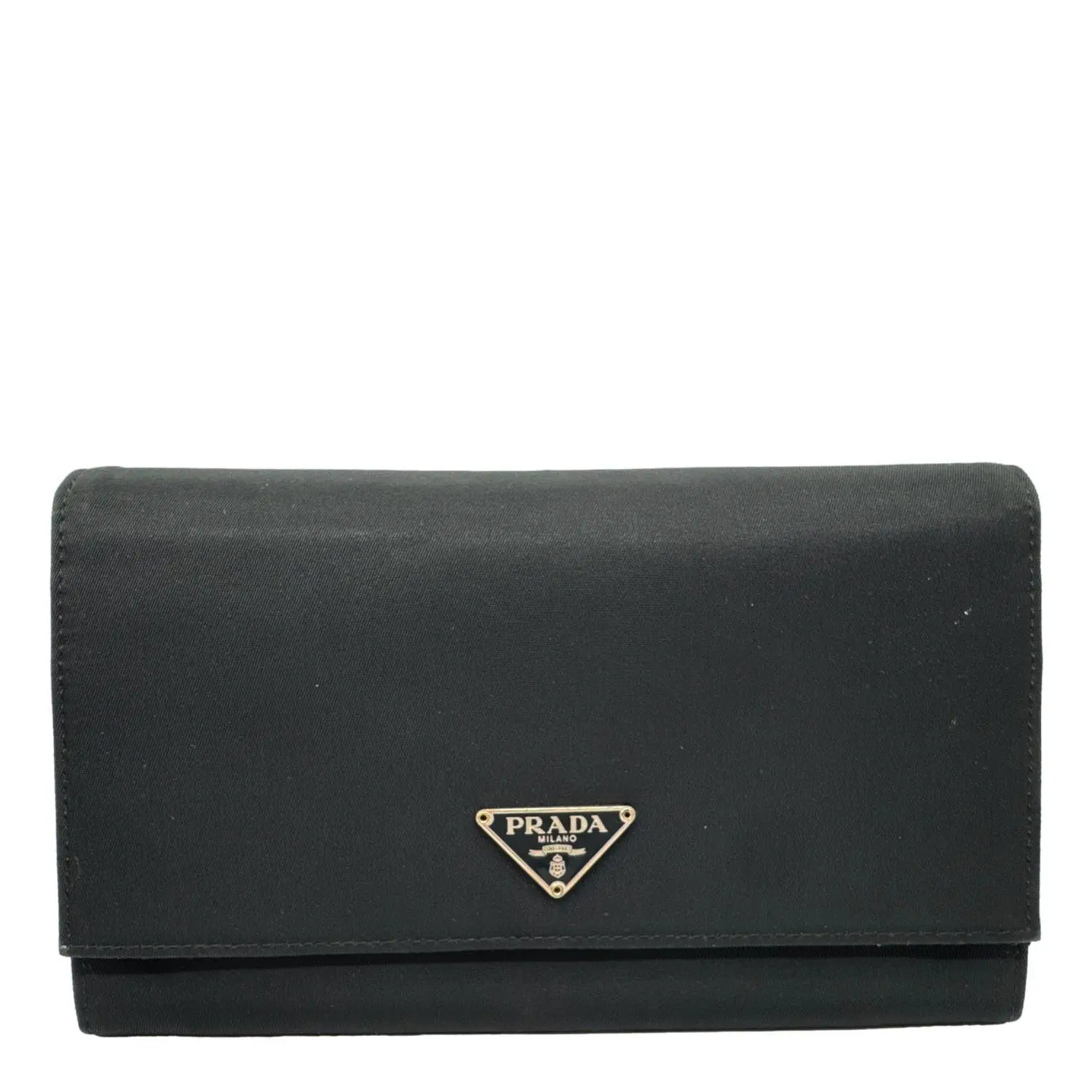 Pre-owned PRADA Tessuto Nylon Clutches & Wristlets Continental Flap Wallet Black