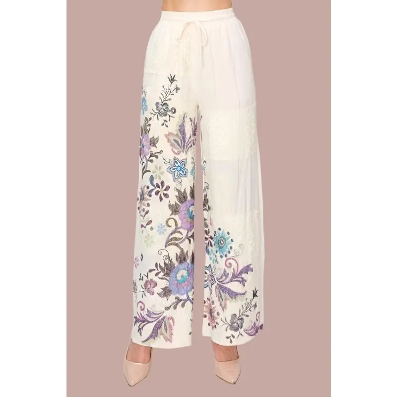 Origami Artsy Loose Patchwork Print Drawstring Pants
