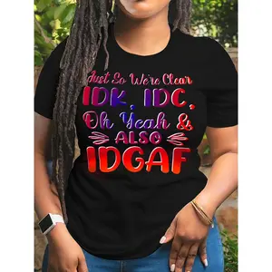 USA MadePlus Size, Gradient Color Slogan Print T-shirt