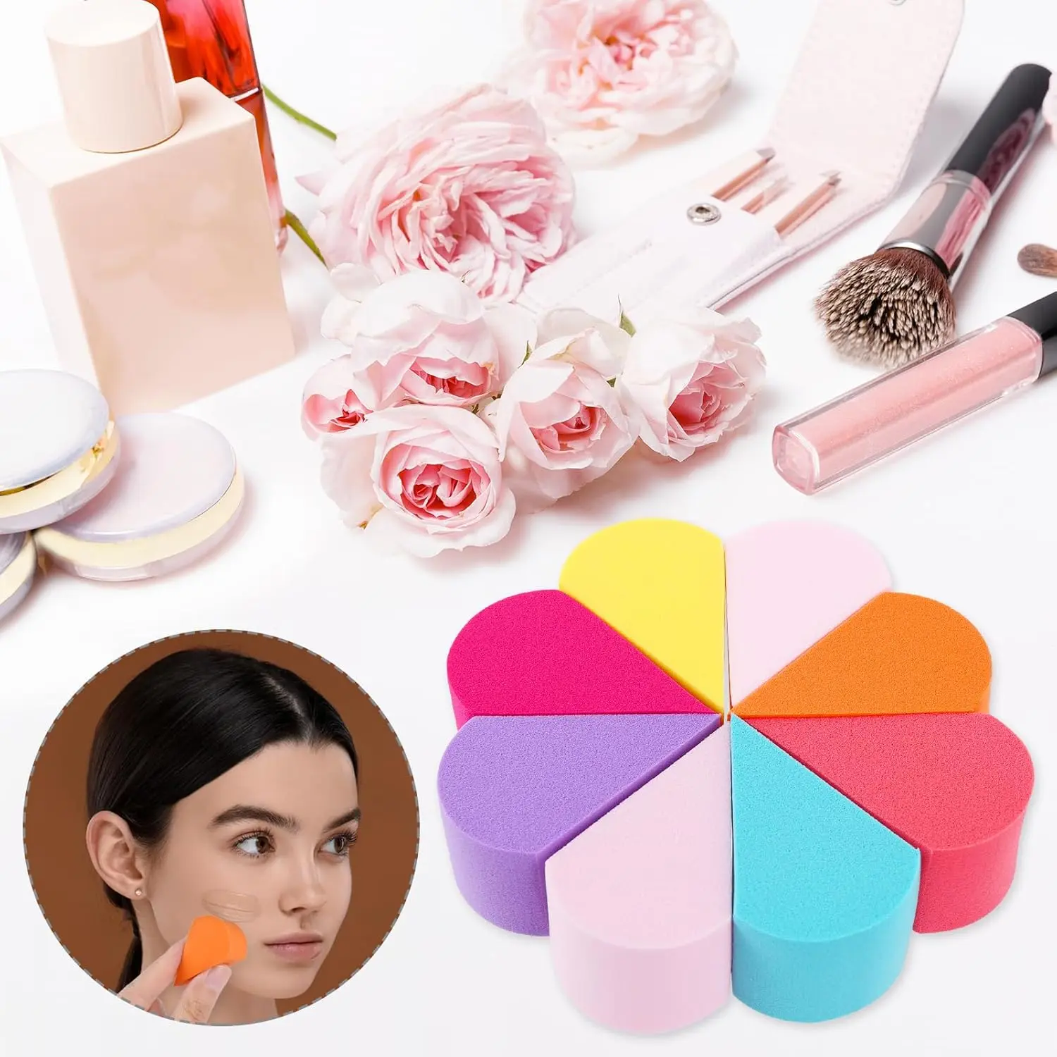 8 Pcs Makeup Sponge Beauty Face Paint Sponge Reusable Cosmetic Petal ...