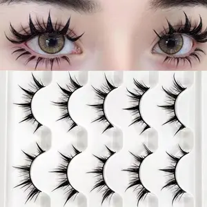 5 pairs of comic book false eyelashes, pure desire little devil eyelashes COS enlarged double eye false eyelashes cluster whole comic book false eyelashes female natural real and fake eyelashes Cosmetic