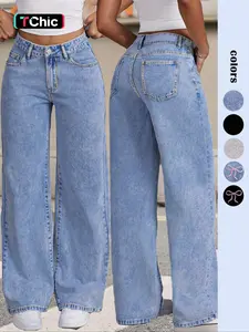GILIPUR Y2K Women Front Button Pocket Straight-Leg Casual Denim Jeans For Daily Wear Ladies Pockets Bottoms For All Seasons Baggy Pants Streetwear Low-Rise Non-Stretch Jeans Stacked Jean All-Season Comfortable Fit
