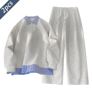 Men's Casual Polo Shirt and Jogger Pants Set - Polyester Fiber - Machine Washable - Perfect Outfit for Spring and Autumn Activities Clothes Menswear Long Sleeve