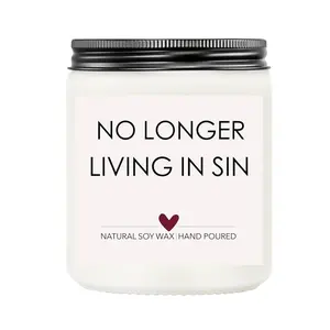 Wedding Gifts for Newlyweds, Gift for Bride and Groom, Funny Engagement Gifts for Him and Her, Lavender Scented Candles, Romantic Candle Gift, No Longer Living in Sin