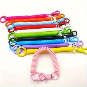 Colorful Spring Coil Lanyard: Festive Christmas Keychain with PVC Material and Round Hook Clasp