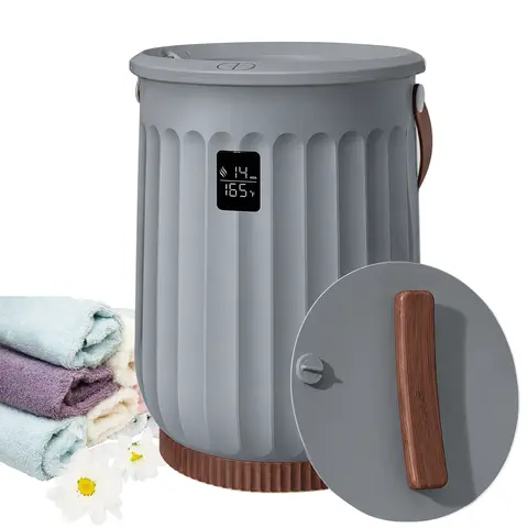 Modern White Polypropylene Pail Towel Warmer, 5.28gal, Durable, Easy Carrying, Bathroom & Spa Use, Auto Shut-Off, Adjustable Timer, Fits Up to 2 Oversized 40"X70" Towels