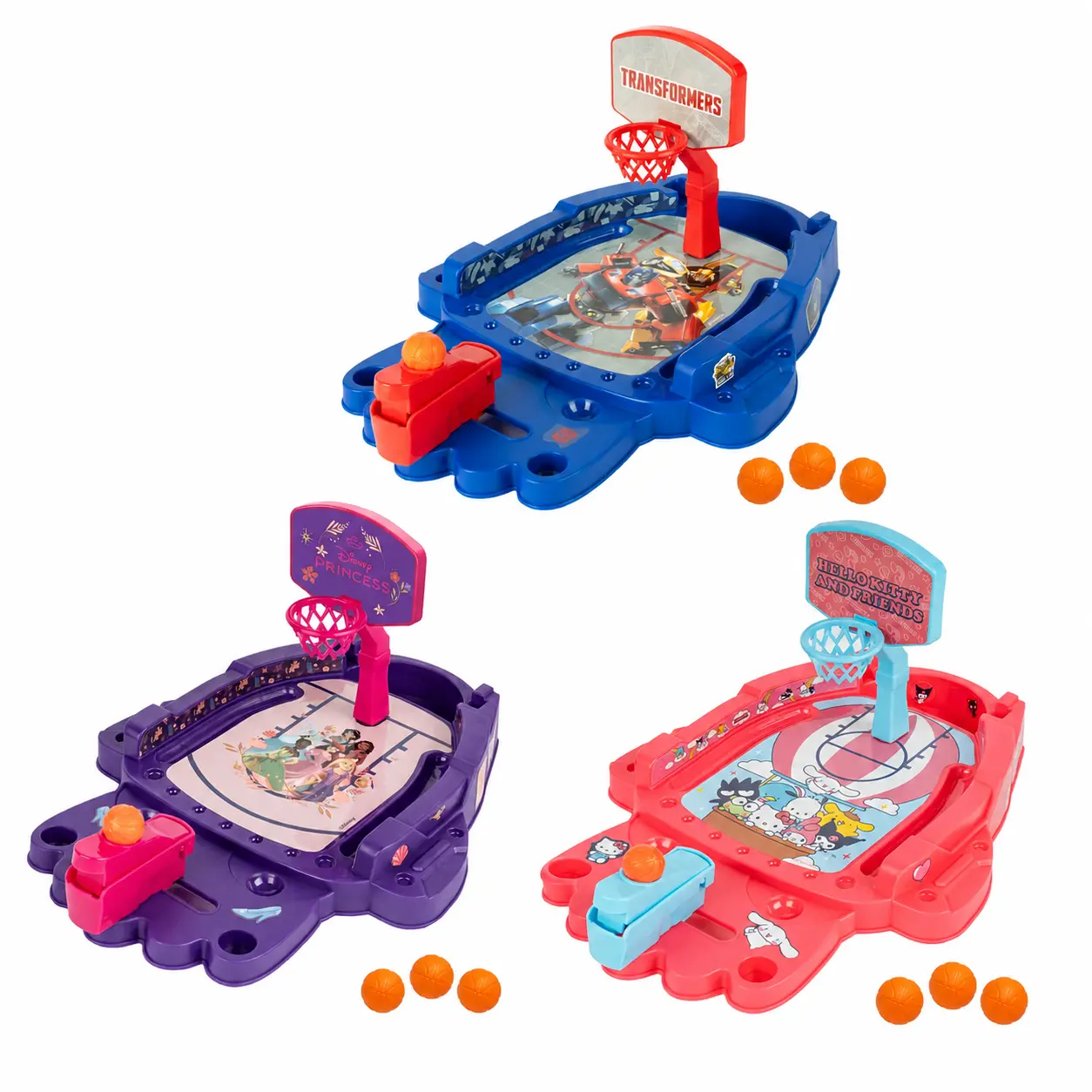 Mini Tabletop Basketball Game Featuring Transformers, Disney Princess & Hello Kitty, Fast-Paced Arcade Hoops Game for Kids & Family