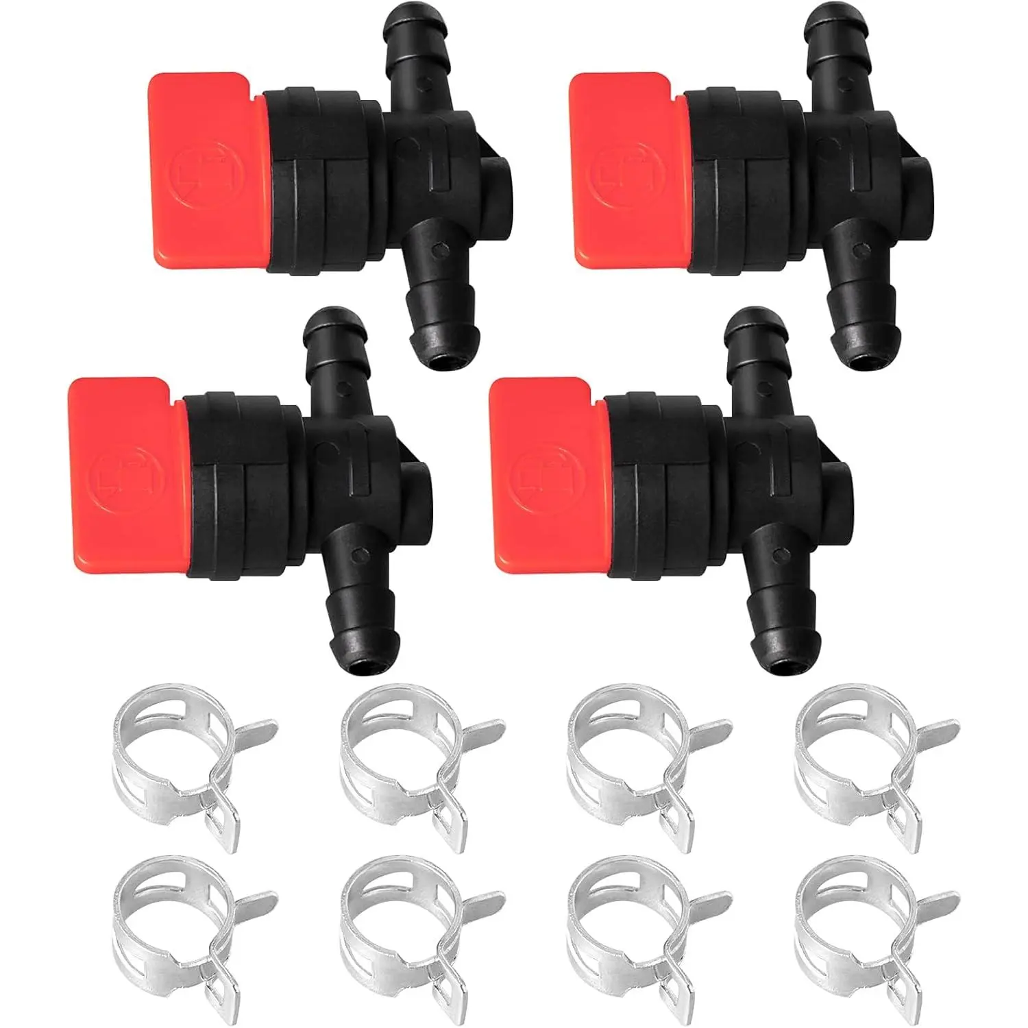 Shut Off Valve for Mower - 1/4"  Cut Off Valve for Riding Lawn Mower Garden Tractor  Washer Snowblower, in Line  Gas Control Shut Off Valve Switches Tap for Small Engines 4 Packs