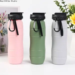 Collapsible Silicone Sports Water Cup — Portable Outdoor Travel Bottle with Straw — Compact Cycling & On-the-Go Drinkware for Men & Women