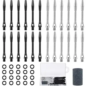 24 Pcs Aluminum Dart Shafts Shafts for Darts Steel Tip Soft Tip Darts Tips Dart Accessories Darts Gear with Rubber O Rings Darts Sharpener