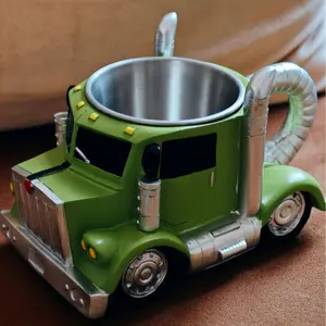 Hot Selling Semi Truck Coffee Mugs Creative Resin Car Mug Decoration Cup Drinkware Reusable
