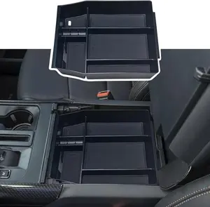 Center Console Organizer Compatible with 2021 2022 2023 2024 Ford F150 Interior Accessories, Armrest Box Insert Storage Tray (Full Console w/Bucket Seats ONLY) Black Trim