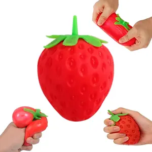 Squeeze Strawberry - Extra Large 5" Squishy Stress Ball for Adults & Kids 3+ - Fruity Fidget Toy for Stress Relief & Sensory Play - Safe & Durable Non-Toxic Material