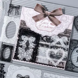 Vintage Classic Lace Sticker Pack, 100 Sheets DIY Scrapbook Decorations, Handmade Journal Collage Stickers, Scrapbook Materials