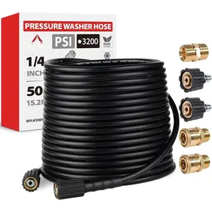 Washer Hose 50FT 1/4" M22 Kink Resistant Power Washer Hose Replacement for Ryobi, Troy Bilt, Greenworks,   Brand Power Washer with 3/8" Quick Connect Adapter, 3200 PSI