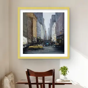 Begin Home Decor C1FM2424ZVADXT 24 x 24 in. In the City - Car Cities Framed Matted Print Wall Art - Home Decor