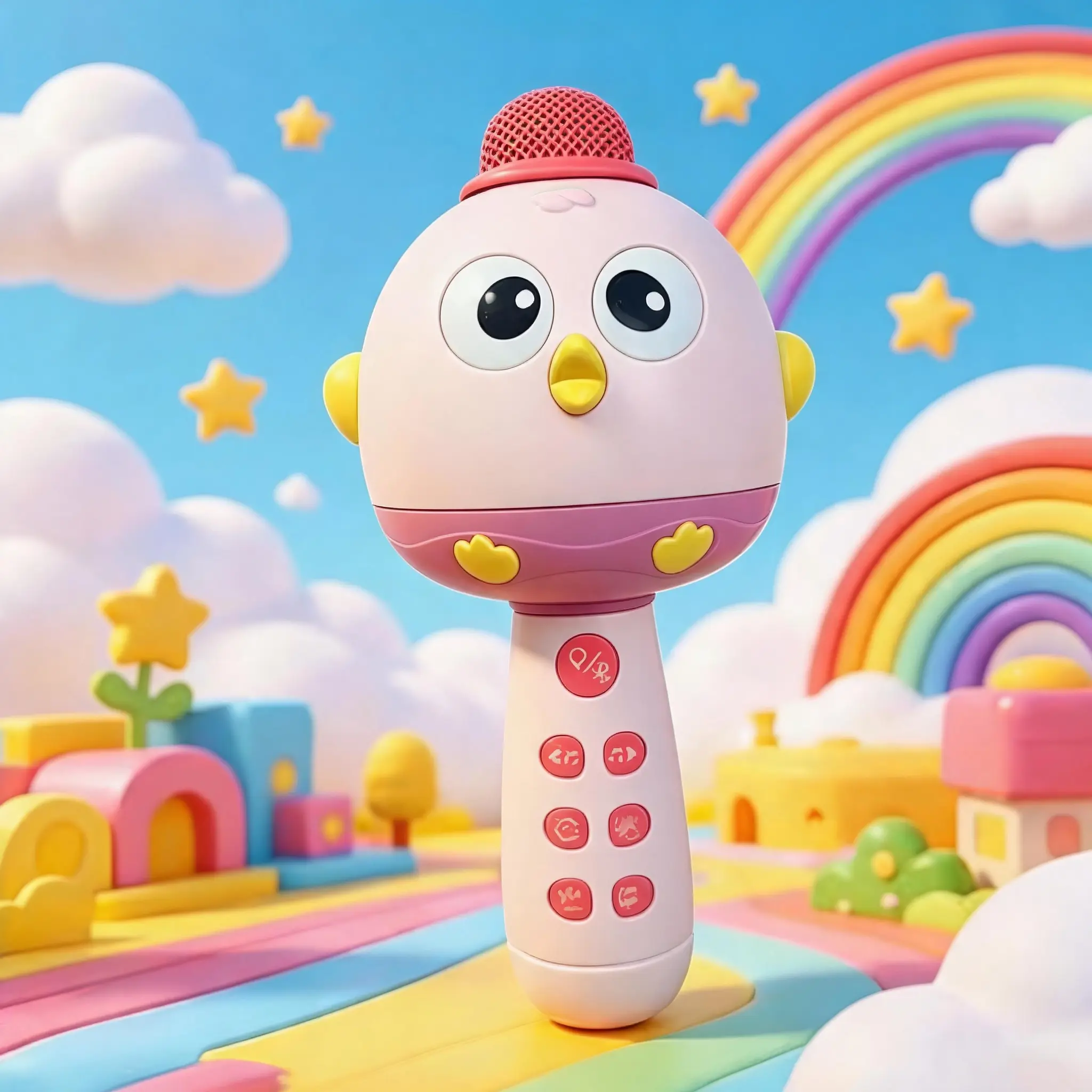 Chicken Karaoke Microphone Toy - Bluetooth Connection, Hi-Fi Speaker, KTV Sound Effects, Dazzling Colorful Lights, Preloaded Early Education Songs, Ideal for Kids' Role-Playing & Singing Confidence Building
