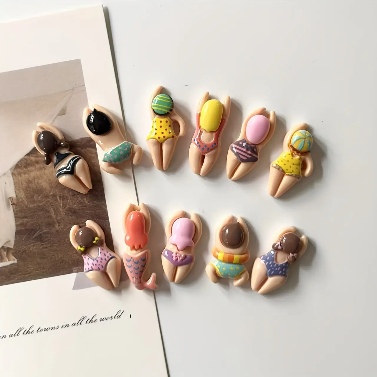 11pcs Random Swimming Figures Resin Refrigerator Decorating Magnets Set, Cute Fridge Magnets Home Decor, Decorative Fridge Magnets, Cute Magnets For Fridge