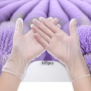 100 transparent disposable gloves, powder-free/latex-free, made of soft PET material, suitable for use in the kitchen, bathroom, pet care, household chores, beauty, hairdressing, and hotel use