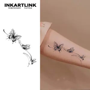 INKARTLINK Tattoo Tech, 2 Sheets Medium Semi Permanent Tattoo, Temporary Tattoos, Last 1-2 Weeks, Waterproof, Realistic Look, No Adhesive, No Reflection (Dream Butterfly)