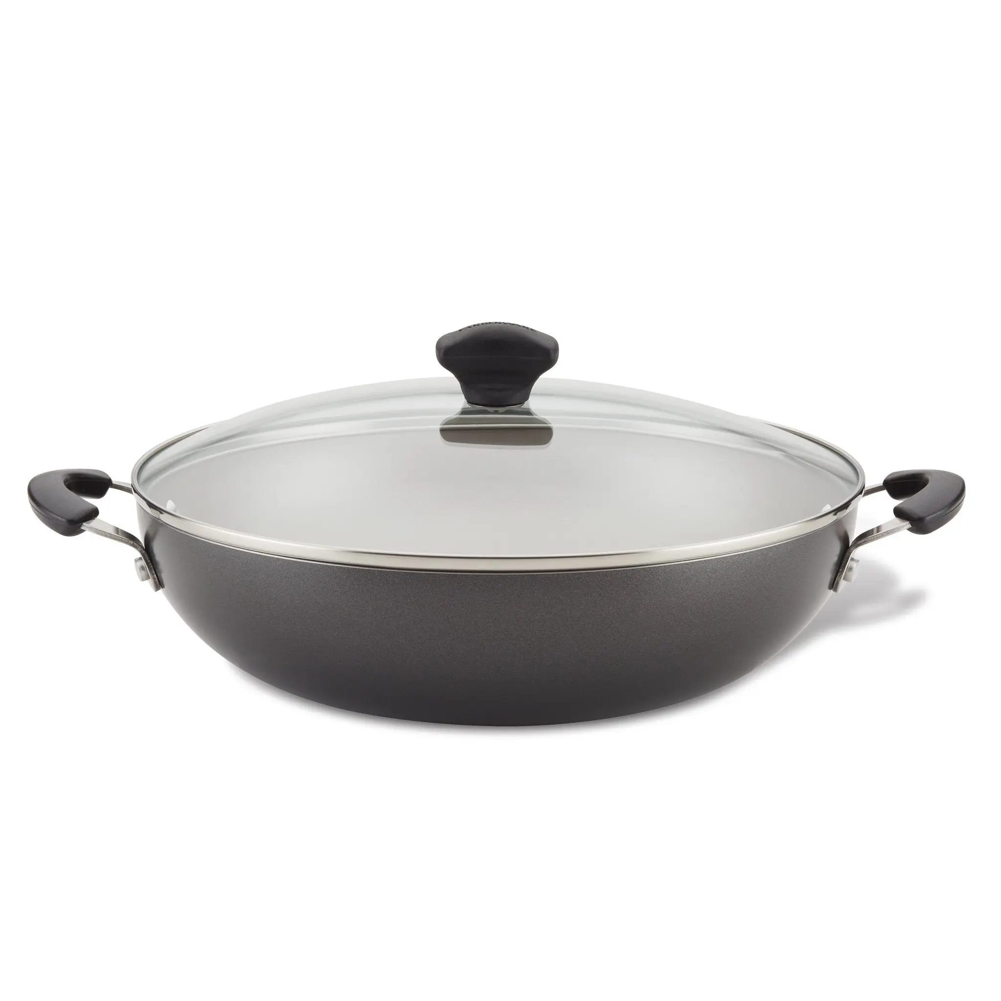 12.25-Inch DiamondMax Wok Pan with Glass Lid - Nonstick Kitchen Cookware, Easy Clean Flat Bottom Deep Skillet Wok Shape Pans & Woks for Stir Fries, Daily Cooking