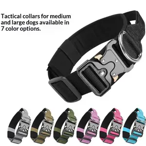 Large Dog Collar Durable Nylon Military Tactical Adjustable Pet Leash Outdoor Walking Training Collar Pitbull Labrador Supplies