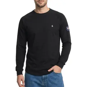BOCOMAL Men's FR Shirts Long Sleeve Crewneck Fire Resistant 5.5oz Lightweight Cotton Work T Shirt CAT2