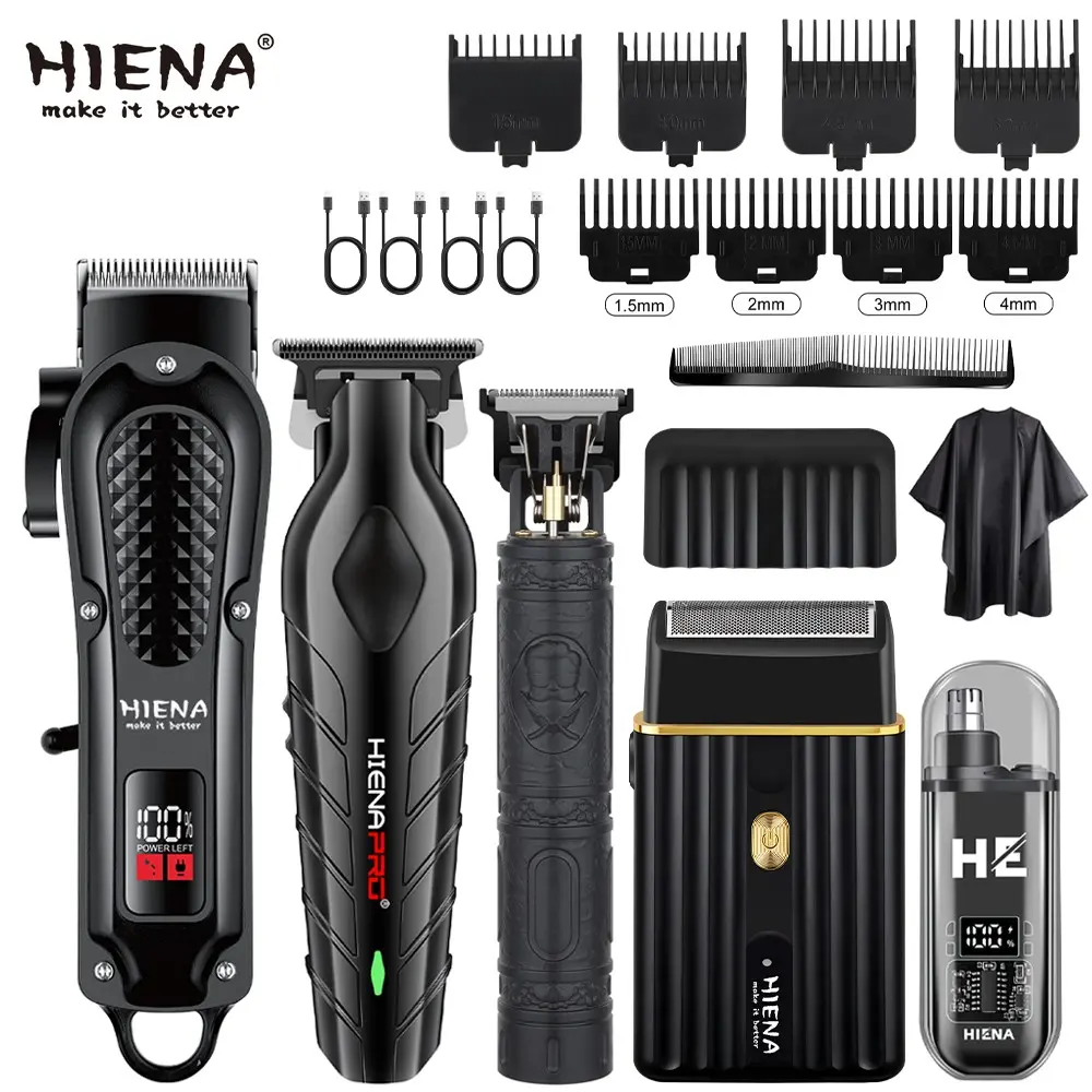 5 sets of men's hair trimmers, nose hair trimmers, electric shavers, wireless trimmers, Cordless rechargeable trimmer, USB charging, LCD power display, fine trimmers, beard styling tools, Father's Day gifts, Cordless Trimmers Kit
