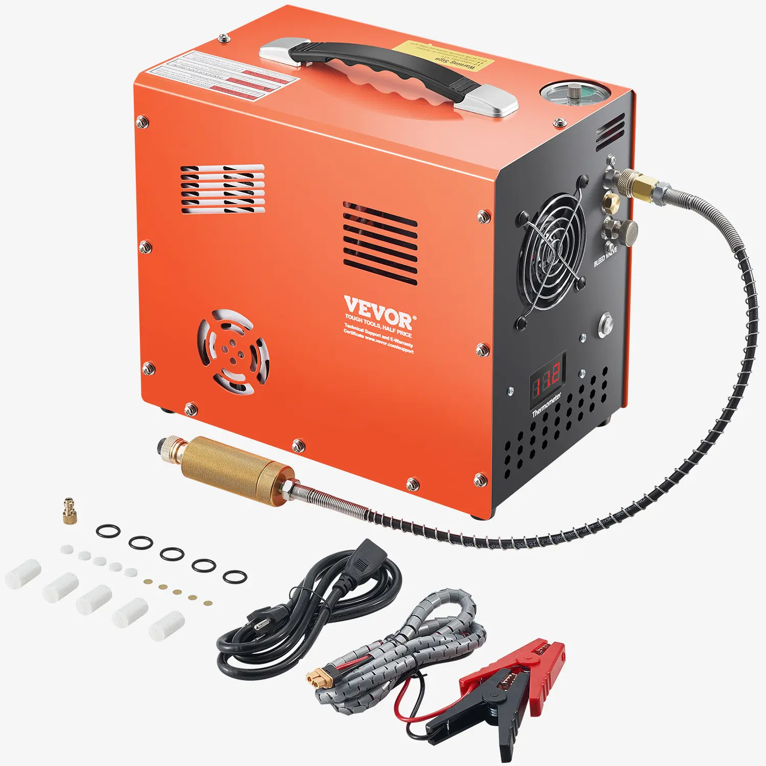 【summerfinds】VEVOR PCP Air Compressor, 4500PSI/30Mpa PCP Airgun Compressor with Built-in Converter & Fan Cooling System, Auto Stop DC12V/AC120V Portable Paintball Tank Compressor for Air Rifle, Scuba Diving Bottle