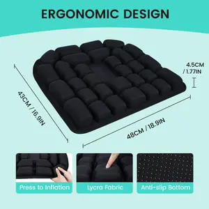 Anti-Decubitus Air Cushion, Ergonomic Press to Inflate Pad, Pressure Relief for Office & Wheelchair, Breathable Anti-Slip Lycra Fabric