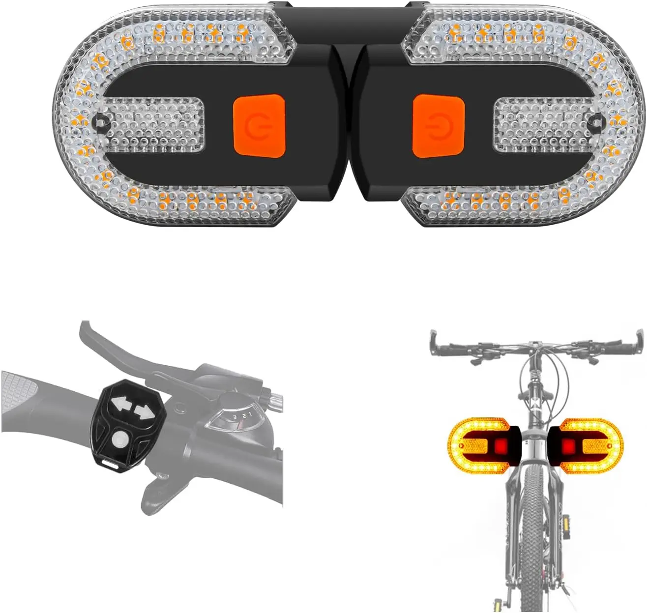 Bike Tail Light with Controller - 5 Modes Wireless Remote Control, USB Port Fast-Charging, Compact Bike Rear Light with Turn Signal for Night Riding (Compatible with Car Chargers)