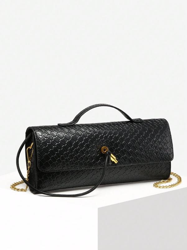 Women Vintage Minimalist Faux Woven Texture Anguera Red Retro Flap Lock Large Capacity Clutch Bag Handbag Shoulder Bag For Evening Parties Daily Wear Fashionable Clutch Bags Party Bags Perfect For Party Wedding Prom Dinner