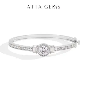 Women's 2CT Round Cut Lab-Created Moissanite Stone Adjustable Bracelet - Certified Gems, Unisex Elegant Jewelry Bracelet, Fine Jewelry, Anniversary Gift, Size-Fit B026 summerwins,summerwins