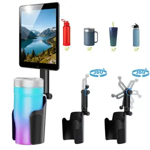 for MagSafe Car Magnetic Cup Tablet & Phone Holder Mount, 2 in 1 360° Rotation Phone Holder Cradle Stand for iPhone 17 16 15 14 13 Pro Max Series, for iPad Pro 11 / 10.5 / 9.7 iPad Mini 4/3/2/1 iPad Air, Adjustable Car Bottles Drink Holder Universal