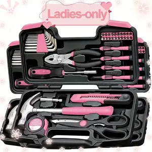 Ladies-only 39 Piece General Household Tool Set in Toolbox Storage Case with Essential Hand Tools for Everyday Home Repairs DIY and Crafts Convenient Access