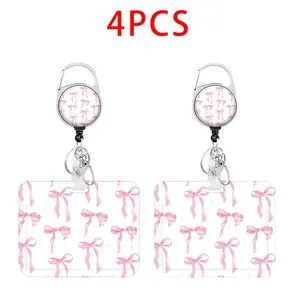 Bows ID Badge Clip Set, Adjustable Rotating Badge Holder, Backpack Keychain, Office Accessory, Nurse Gift, Women, Youth, Nurses