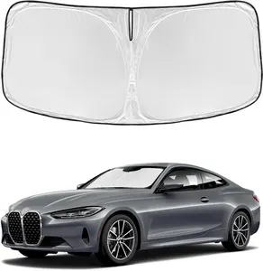 Windshield Sun Shade for BMW 4 Series 2021-2025 2026 430i 440i i4 m4 330i - 4 Layers for Front Windows Shade Cover Custom Fit 4 Series Sun Visor 250T Retractable Shade Blocks UV Rays Car Accessories