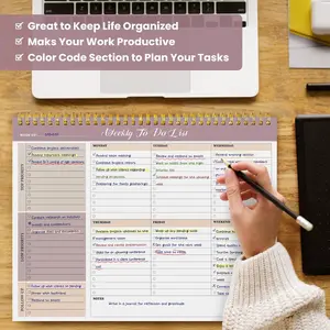 Weekly to Do List Notepad with 52 Undated Sheets（8.5"×11"）- Undated Weekly Planner Notepad for Office Desk Accessories and Supplies - Midnight Lilac ZOTIA