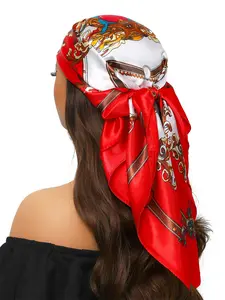New Fashion Silk Scarf 35.4 Inch Travel Shawl 90x90 Cm Luxury Headscarf Women's Printed Wrap All Seasons Use