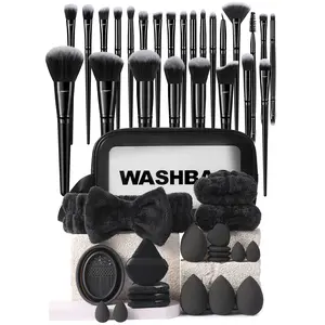 Makeup Brush Tool Set, 46 Piece Makeup Tools with Bag, Soft Bristles, Beauty Sponge, Powder Puff, Face Cleansing Pad, Multifunctional Kit for Beginners, Makeup Travel Bag
