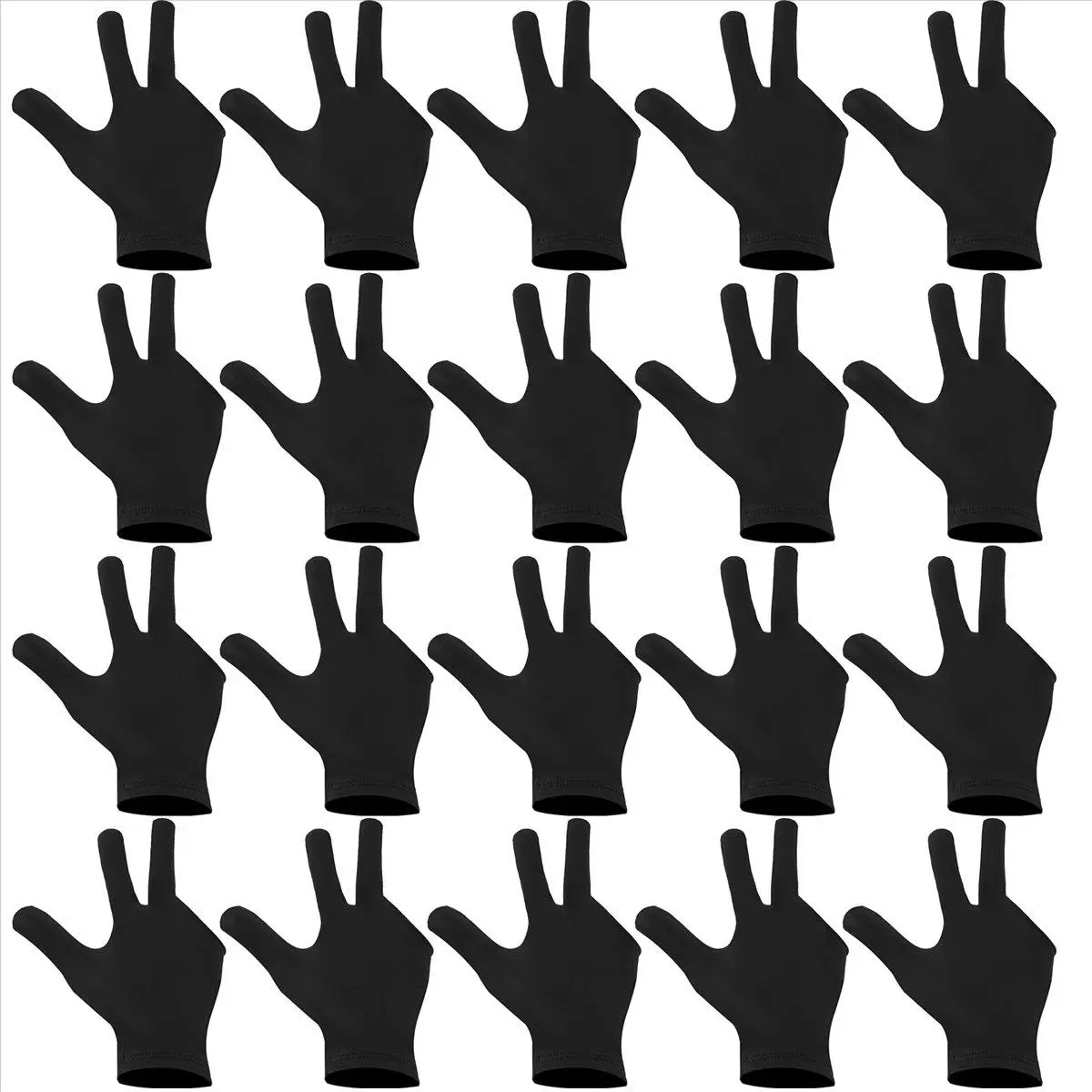 20Pcs Breathable Billiard Gloves Snooker Left Right Hand Gloves 3 Fingers Cue Gloves for Women Men Billiard Accessories