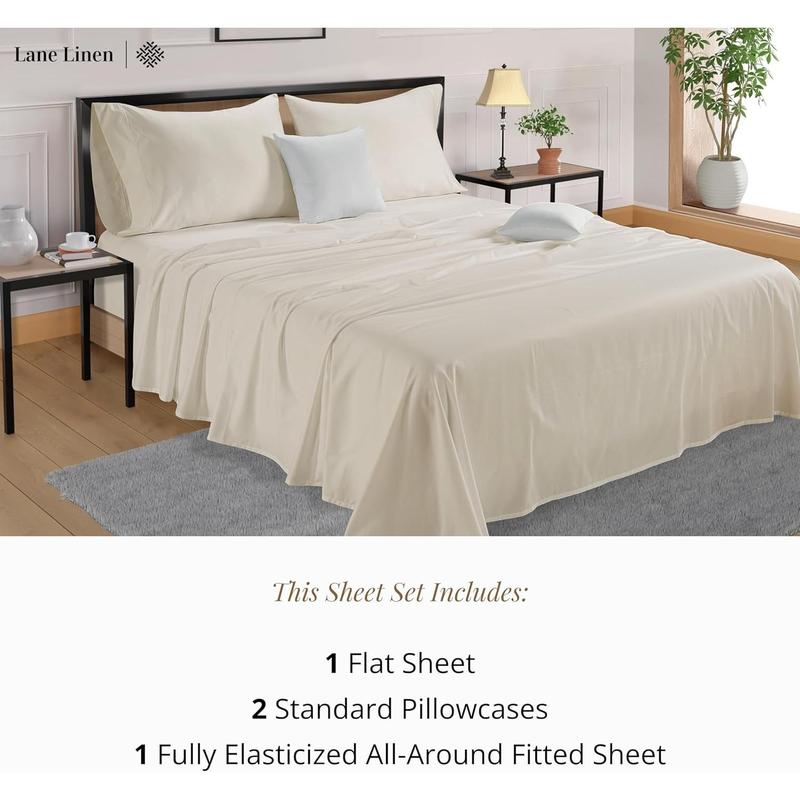 % Full Size Sheets Set 600 Thread Count, Luxury Hotel Style Sateen Weave for Soft Finish, Machine wash Bedding Sheets & Pillowcase Set, Deep Pocket Full Sheets - Ivory