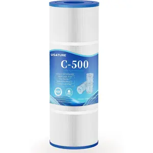 C500 Pool Filter Cartridge Replacement for Hayward Star Clear C500, CX500RE, Pleatco PA50, Unicel C-7656, Filbur FC-1240, 50 sq.ft Cartridge, L x OD: 19-3/4" x 7"