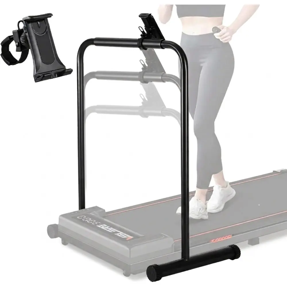 Adjustable Height Walking Pad Handle Bar with Phone Holder & Phone-Compatible Bracket - Compatible for Treadmill, Folding Treadmill Bar Attachment, Walking Board Handle Pole for Gym, Training Equipment (No Revisions)