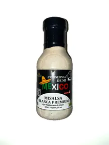 MiSalsa Blanca Ajo-Habanero-Limon Premium 250 ml | Conservas de Mi México MiSalsa Blanca Premium Garlic Habanero Lime Hot Sauce, 250 ml (8.45 fl oz)