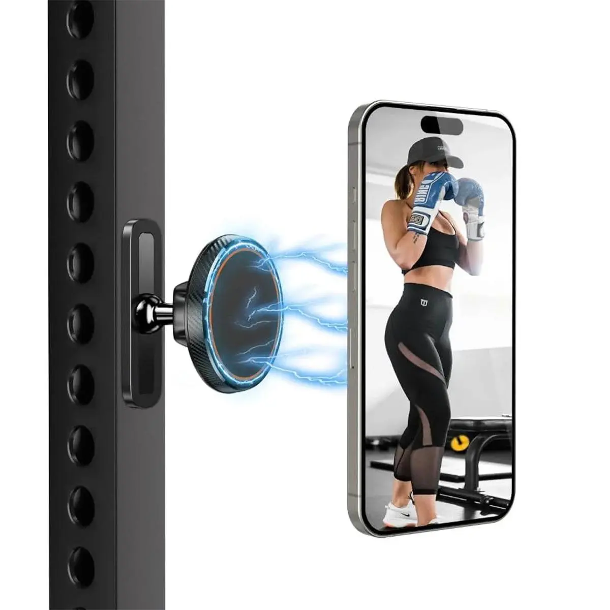 MagSafe Phone Holder for Android & Mobile Devices, Portable Durable Workout Accessory - 360 Adjustable Stand, 4.7-6.5" Compatibility, Alloy Base, Black, Christmas Gift