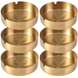 12pcs Round Stainless Steel Ashtrays, Very Suitable for Home, Restaurants, Hotels, Offices, Bars, KTV, And Some Holiday Gifts, Reusable Ashtrays