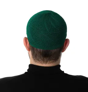 Men's Premium Islamic Dervish Knitted Kufi - Emerald Green