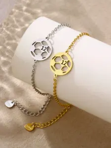 Stainless Steel Soccer Pendant Bracelet, New Cross-Border Polished Hand Jewelry, Fashionable Sports Accessory for Men and Women